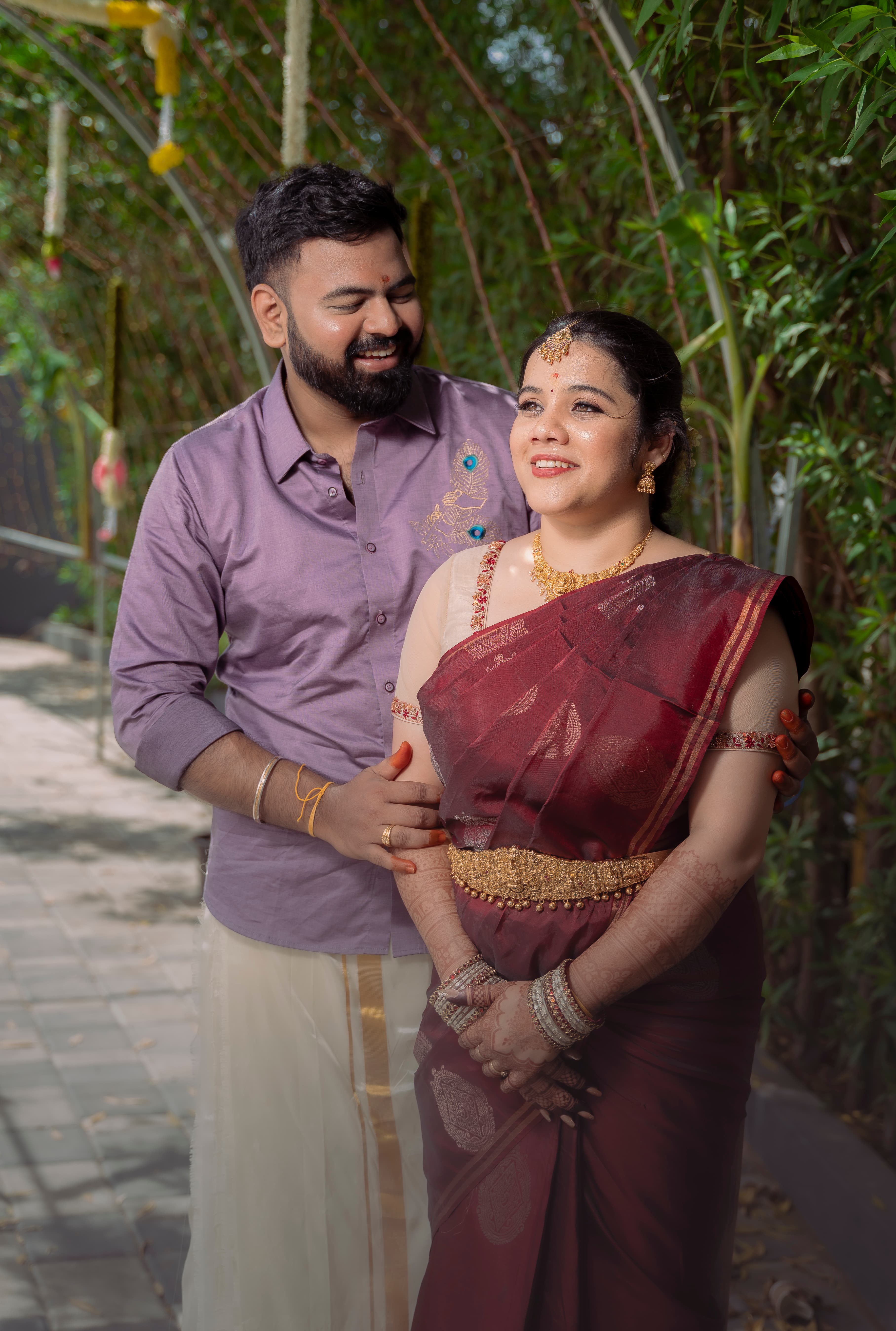Bridal portrait in golden hour light